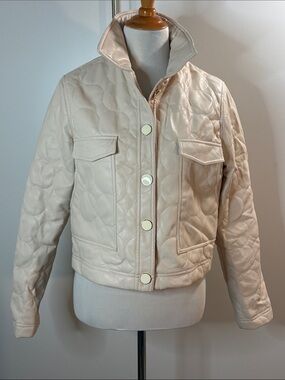 Dolce Cabo Pale Blush Vegan Leather Cropped Jacket M